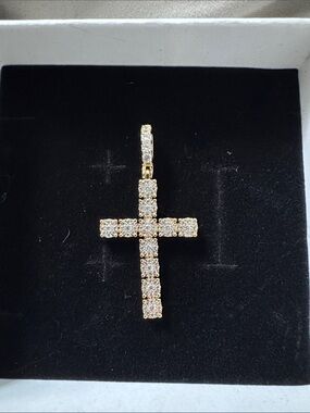Gold plated  Cross Pendant with CZ Stones - Women Jewelry
